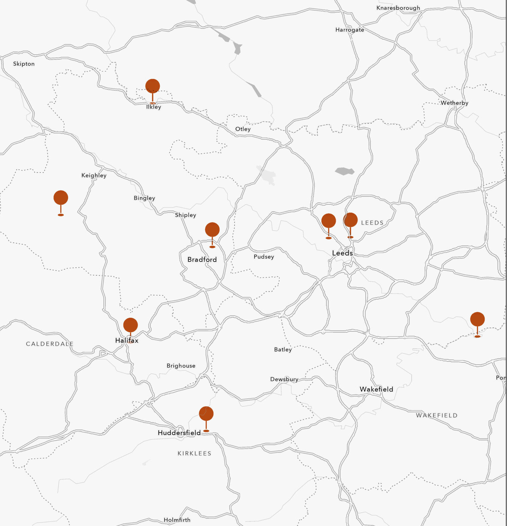 A map with markers